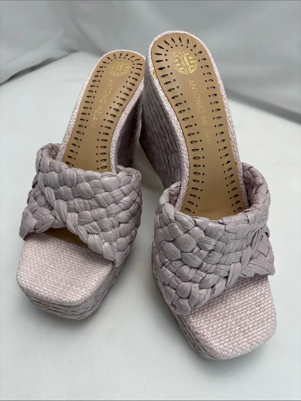 ANTONIO MELANI Women’s 6 Lavender Braided Platform Wedge Sandals #333